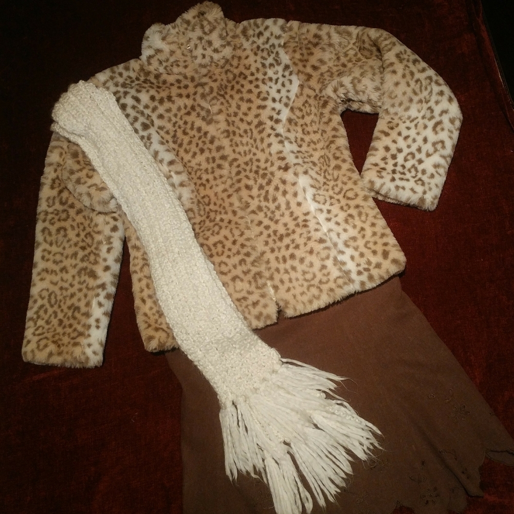 ❄ White House Black Market  leopard fur jacket